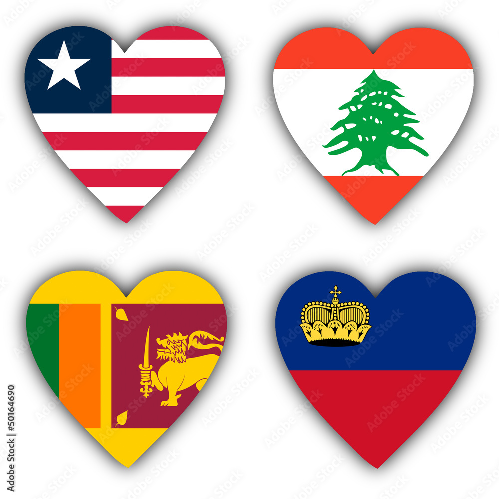 Flags in the shape of a heart, coutries Flags in the shape of a heart, coutries
