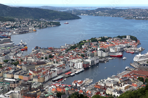 View of Bergen from Mount Floyen, Norway © konstantant