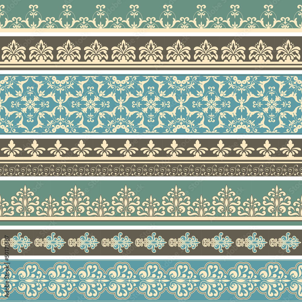 Vector Seamless Floral Floral Retro Borders Vector Seamless Floral Floral Retro Borders