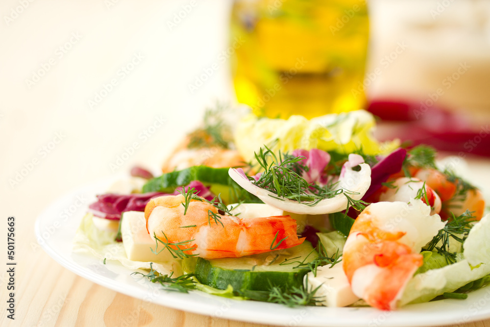 fresh salad with shrimp