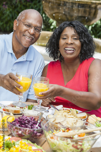 Senior African American Couple Healthy Eating Outside