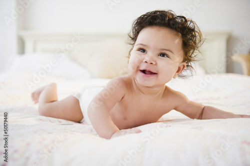 Smiling mixed race baby