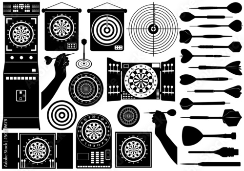 Set of different dartboards