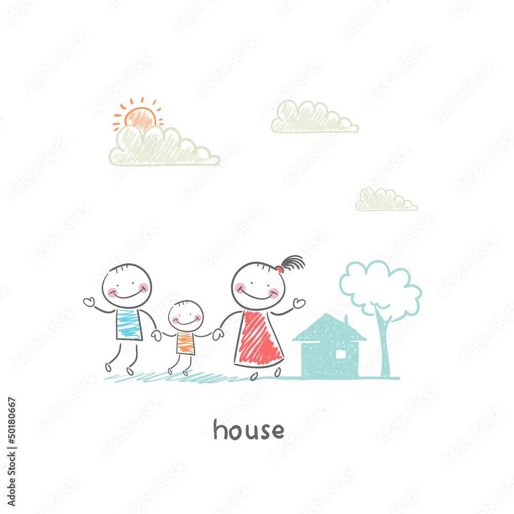 Family and home. Illustration. Family and home. Illustration.