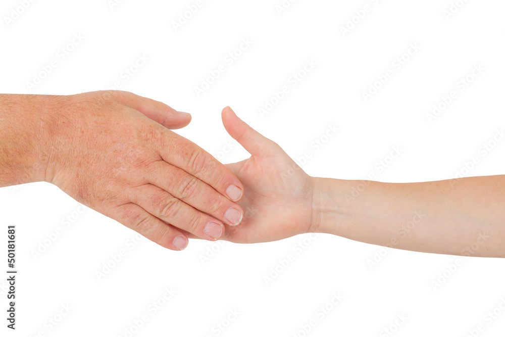 Man and woman shake hands Man and woman shake hands