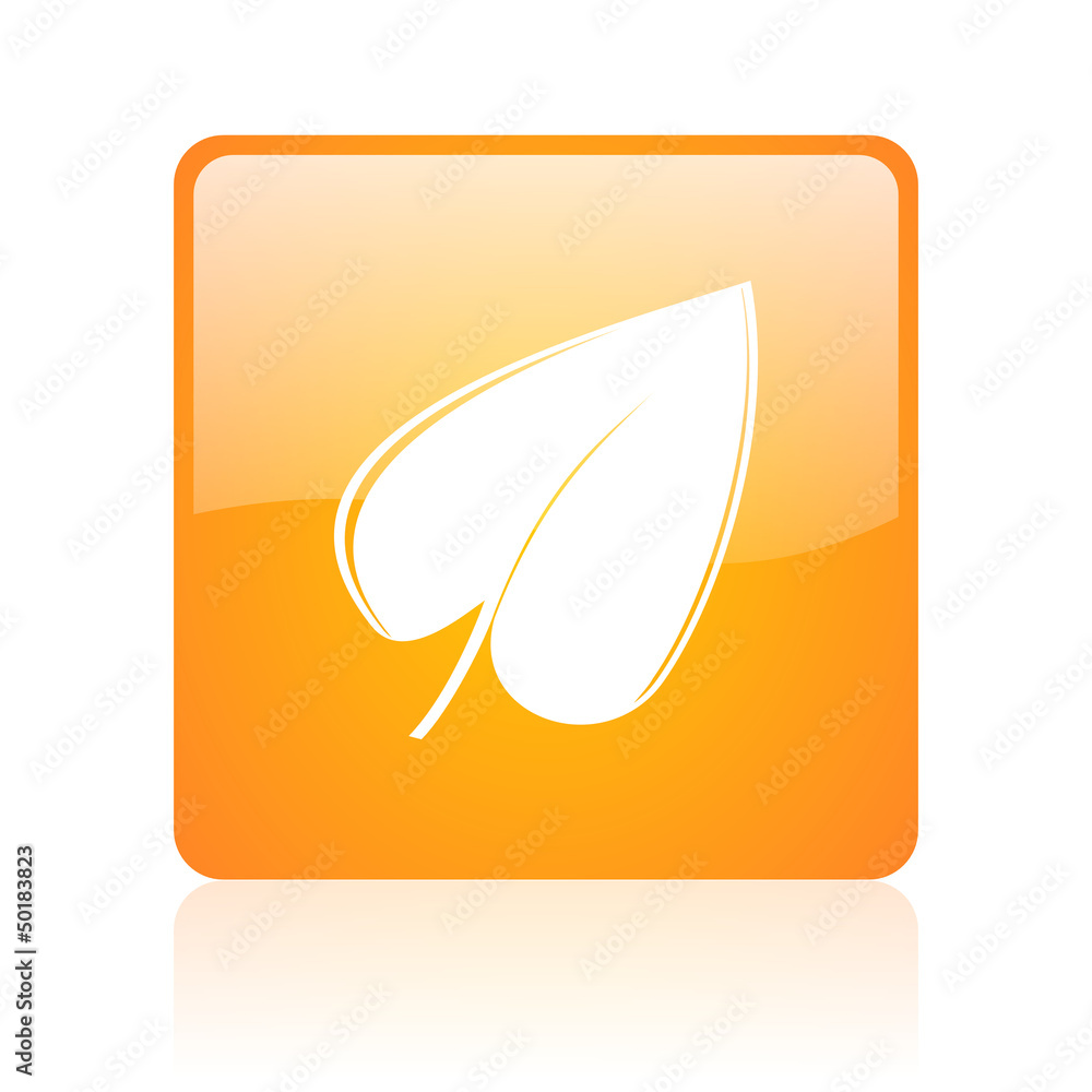 leaf orange square glossy web icon leaf orange square glossy web icon