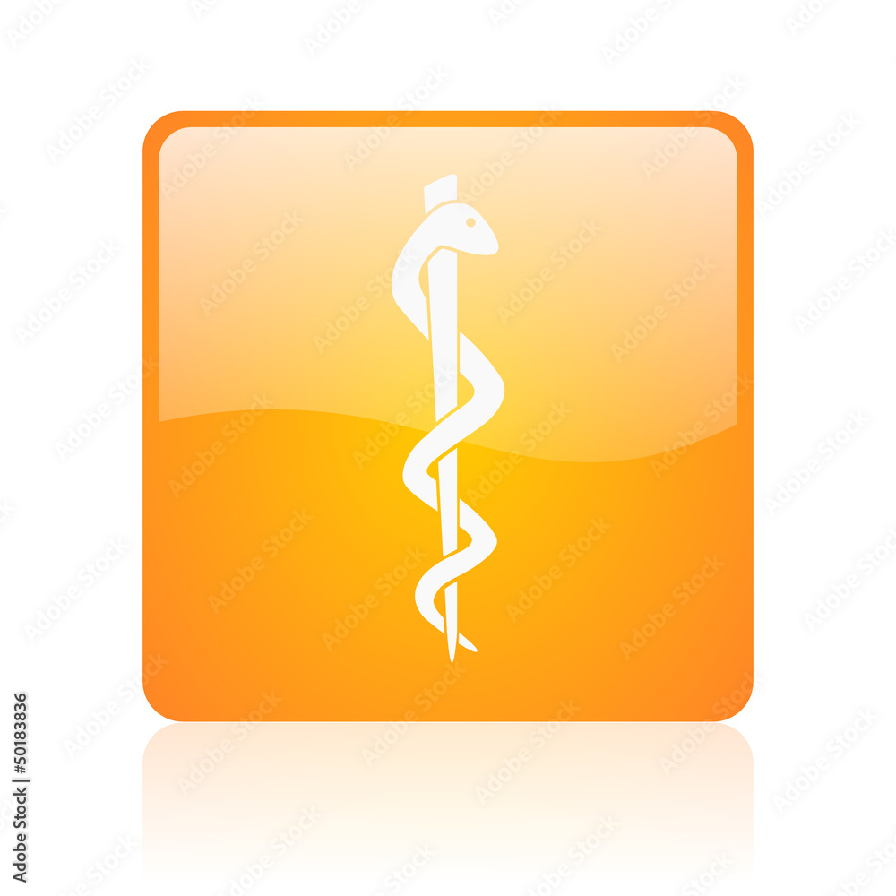 caduceus orange square glossy web icon caduceus orange square glossy web icon