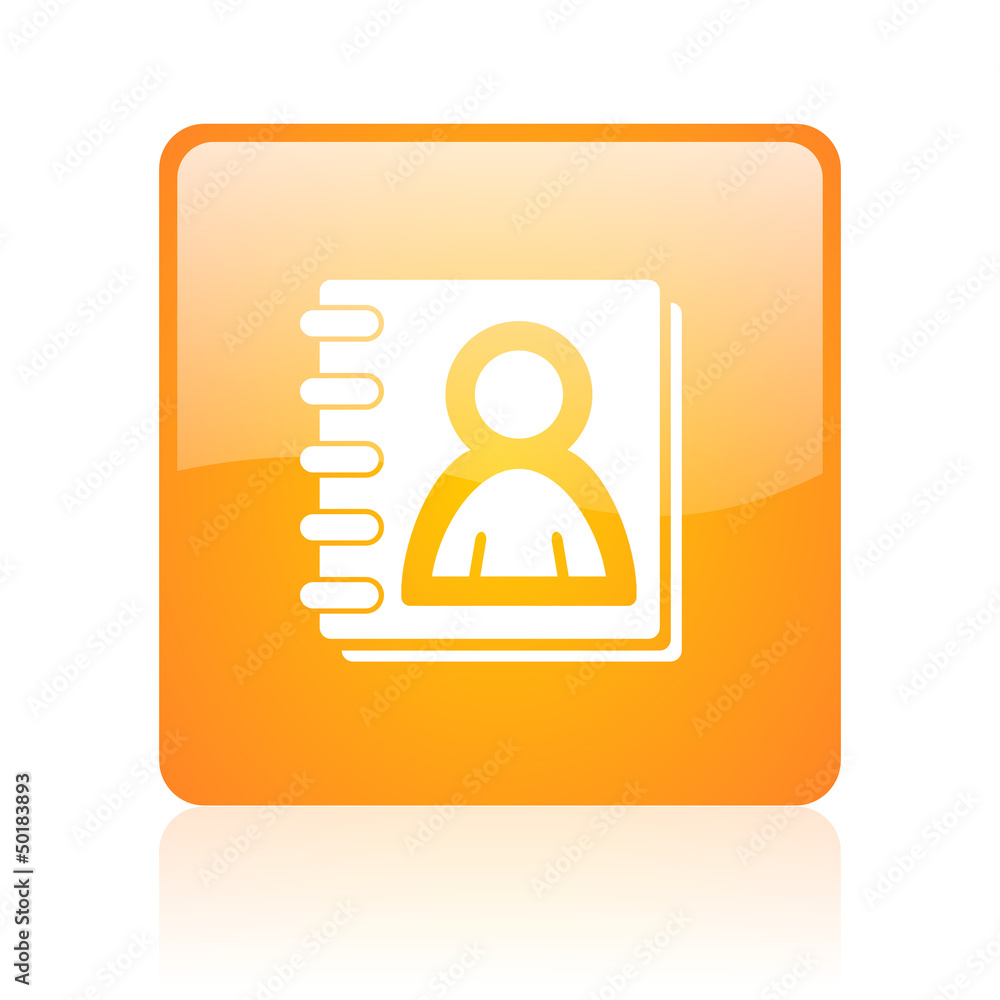 address book orange square glossy web icon address book orange square glossy web icon