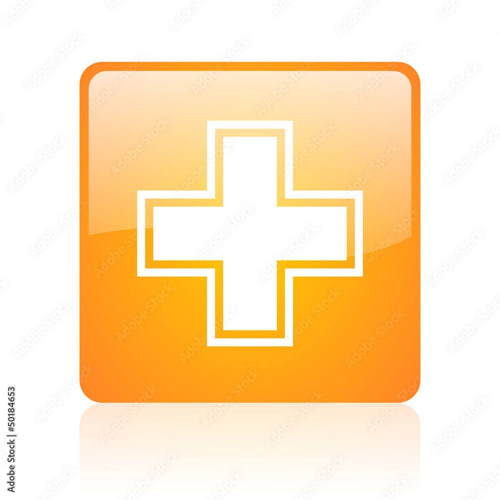 Fototapeta premium pharmacy orange square glossy web icon