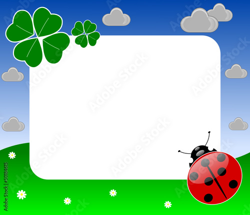 Foto frame portafortuna con coccinella e quadrifogli