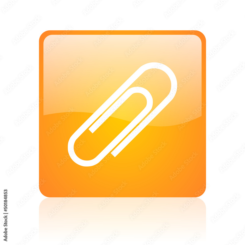 paper clip orange square glossy web icon paper clip orange square glossy web icon