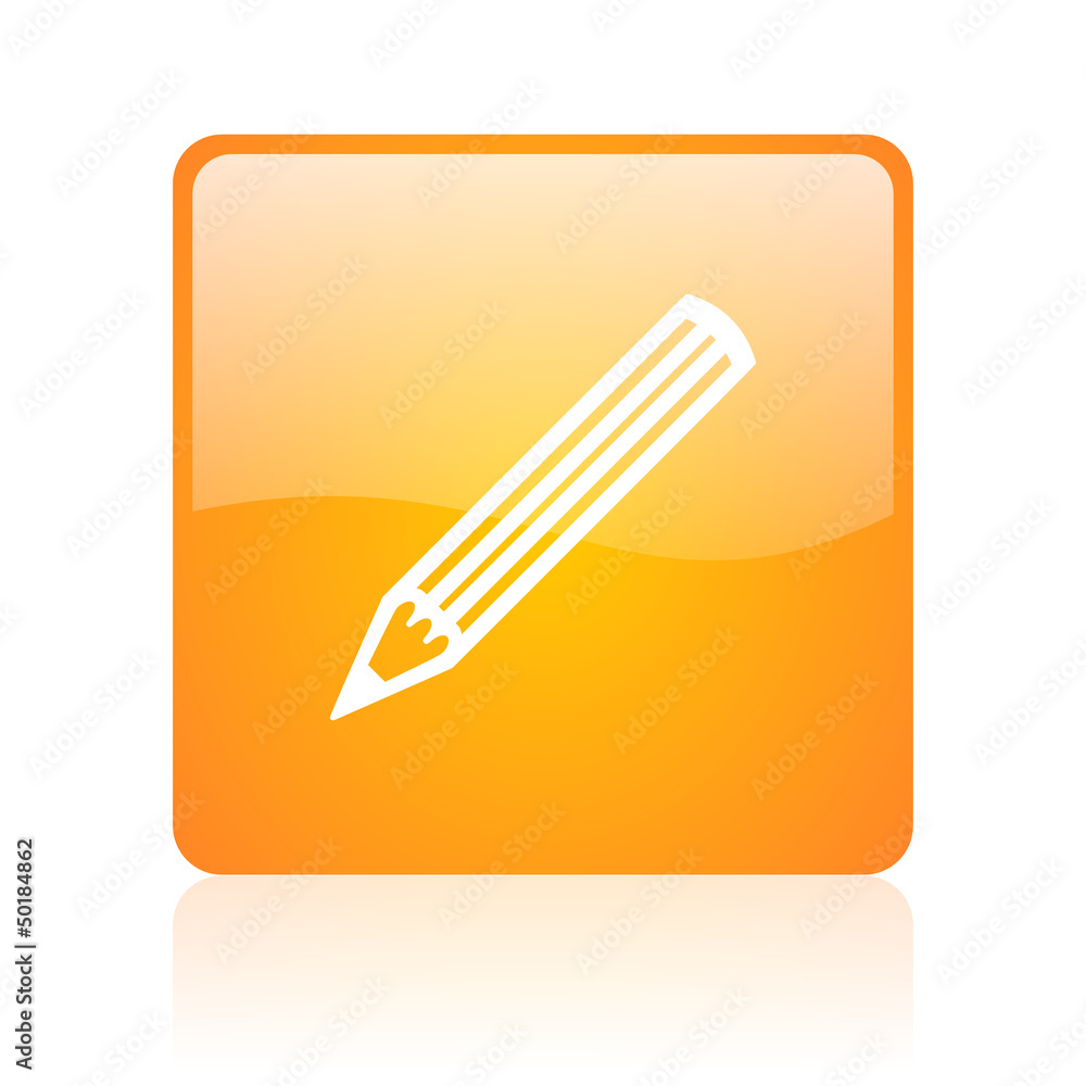 pencil orange square glossy web icon pencil orange square glossy web icon