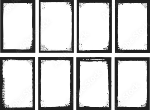 Set of black grunge frames isolated on white background