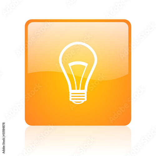 light bulb orange square glossy web icon