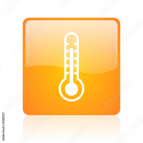 thermometer orange square glossy web icon