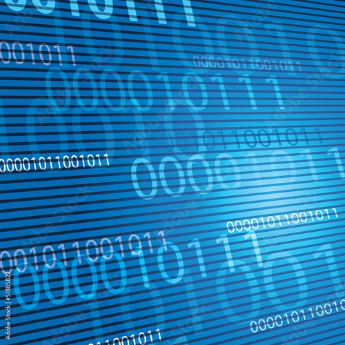 Bits and bytes of data on a blue background