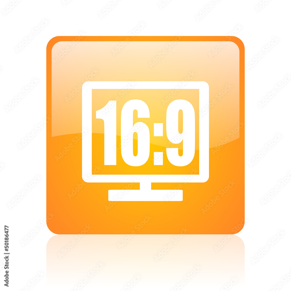 16 9 display orange square glossy web icon 16 9 display orange square glossy web icon