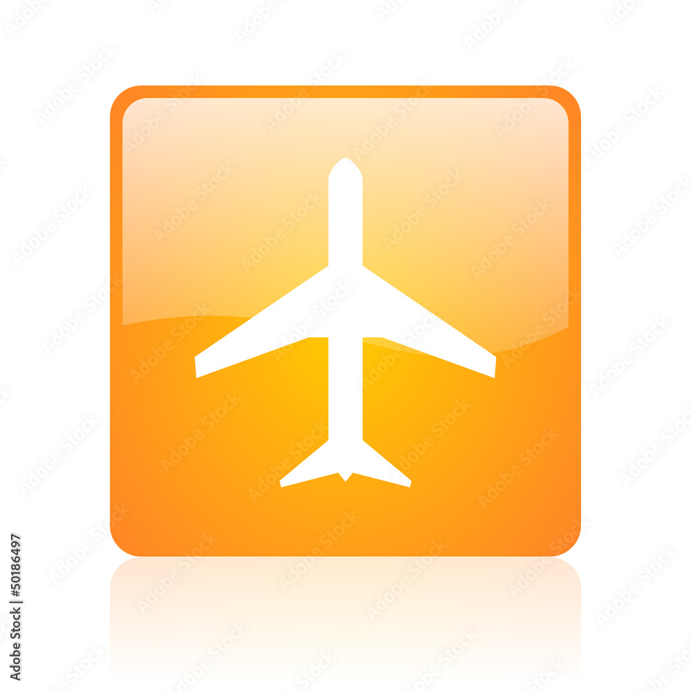 airplane orange square glossy web icon airplane orange square glossy web icon