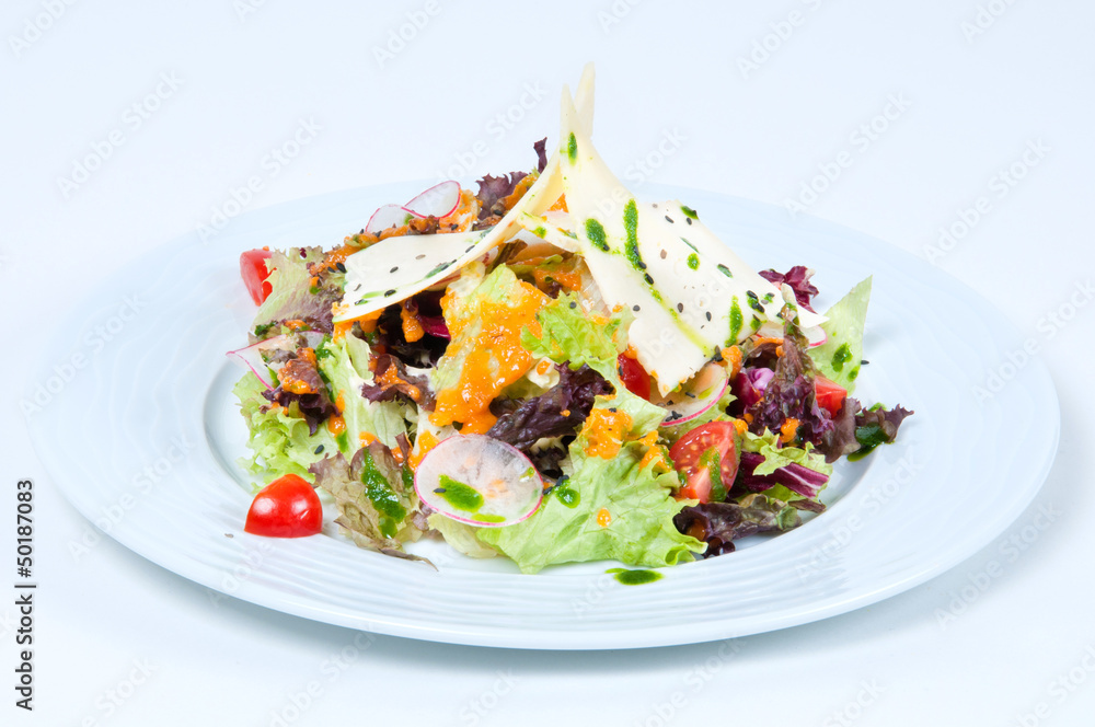 Salad with fresh vegetables and cheese. Salad with fresh vegetables and cheese.