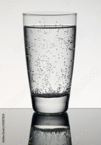 Carbonated water in glass