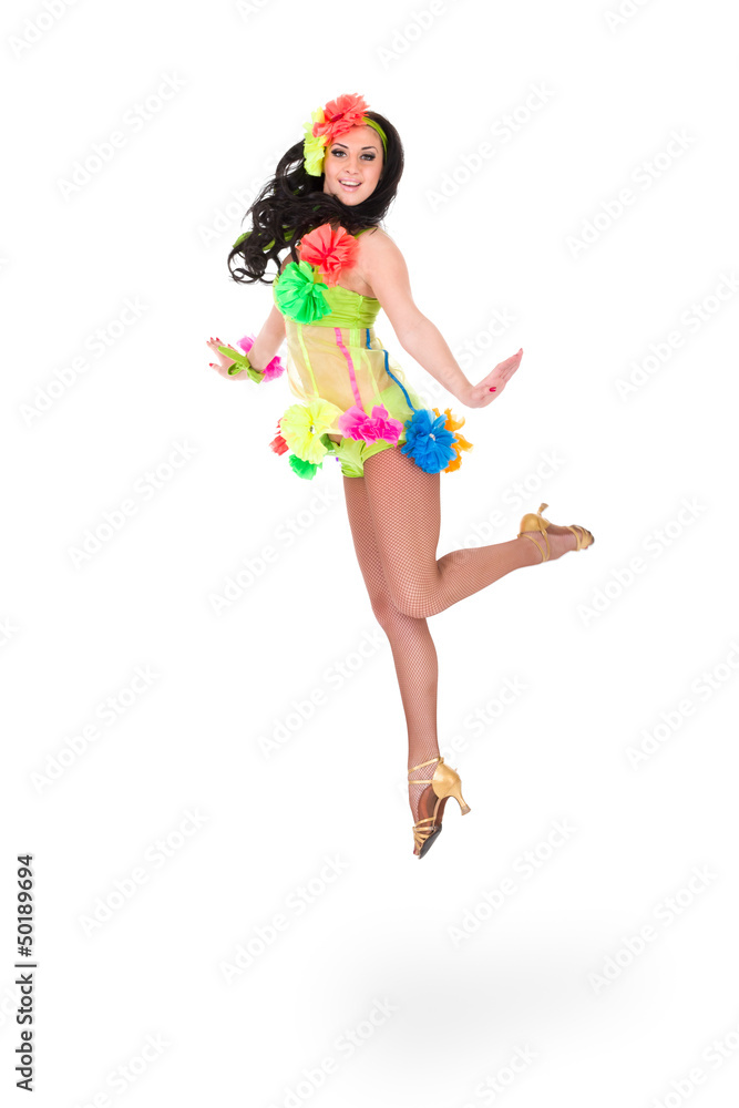 beautiful carnival dancer woman jumping beautiful carnival dancer woman jumping