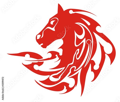 Tribal flaming horse head symbol, vector
