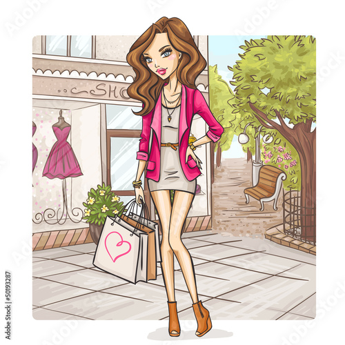 Fashion girl at shopping