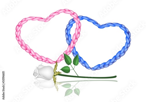 Two Rope Heart with A White Rose