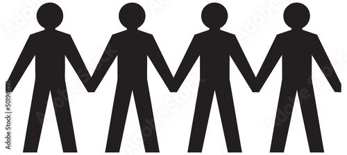 People figures holding hands. Vector images