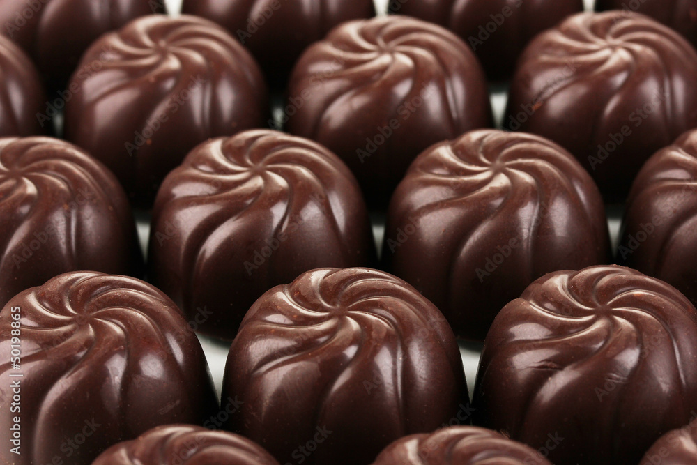 Chocolate candies, close up Chocolate candies, close up