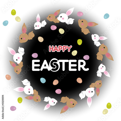 Easter rabbits with Easter eggs , vector illustration