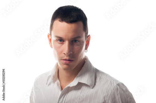 Portrait of handsome young man isolated on white