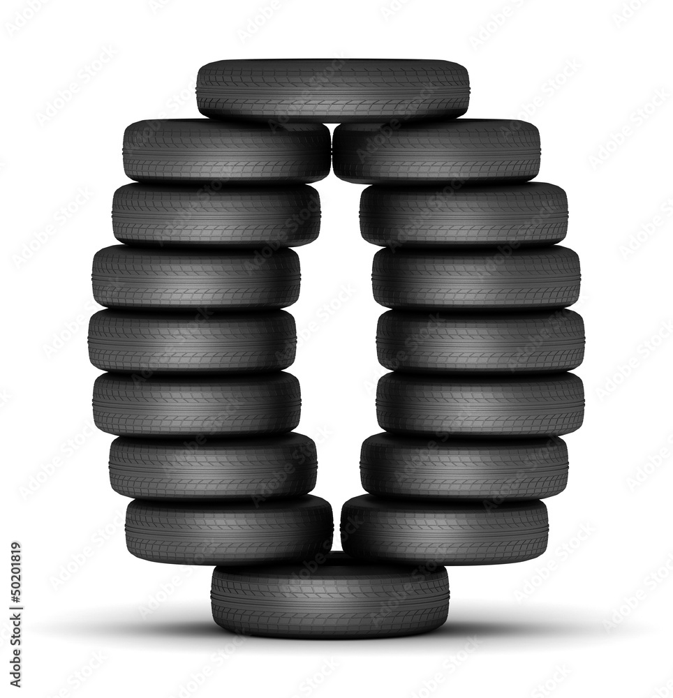 Number 0 from stacked tire Number 0 from stacked tire