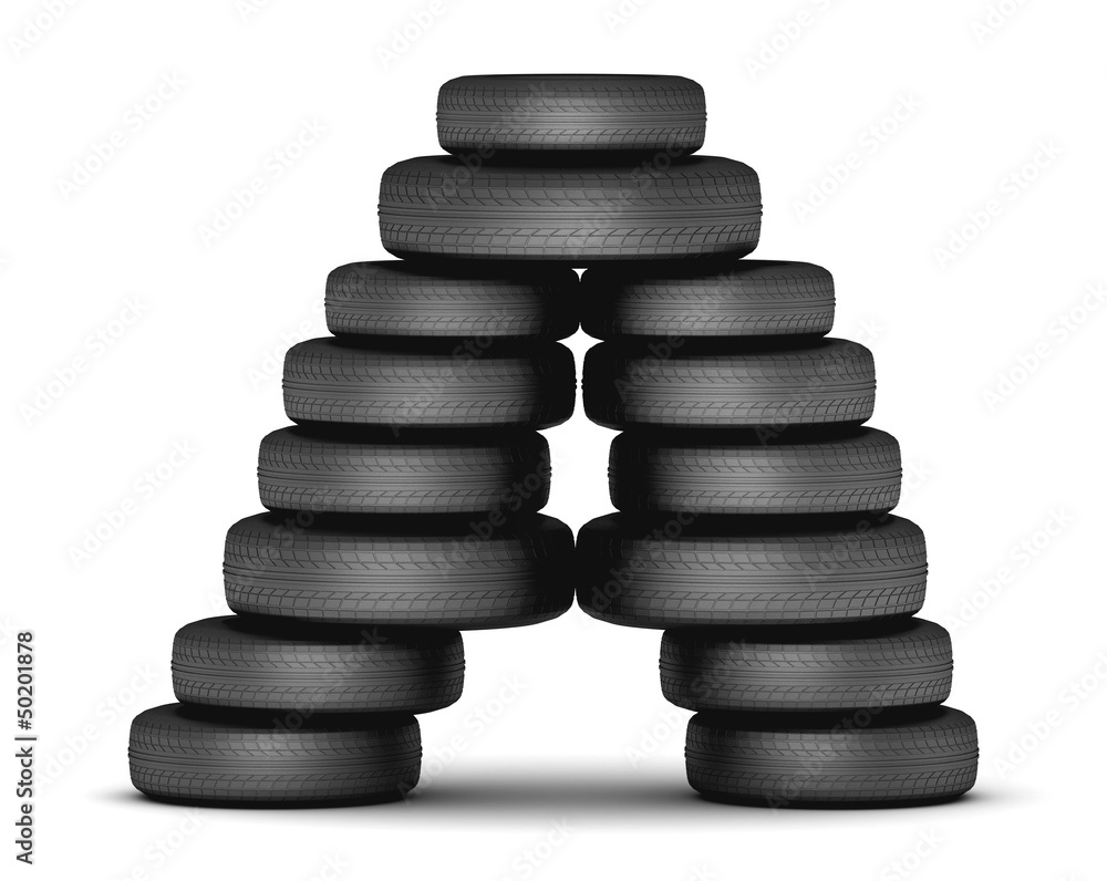 Letter A from stacked tire Letter A from stacked tire