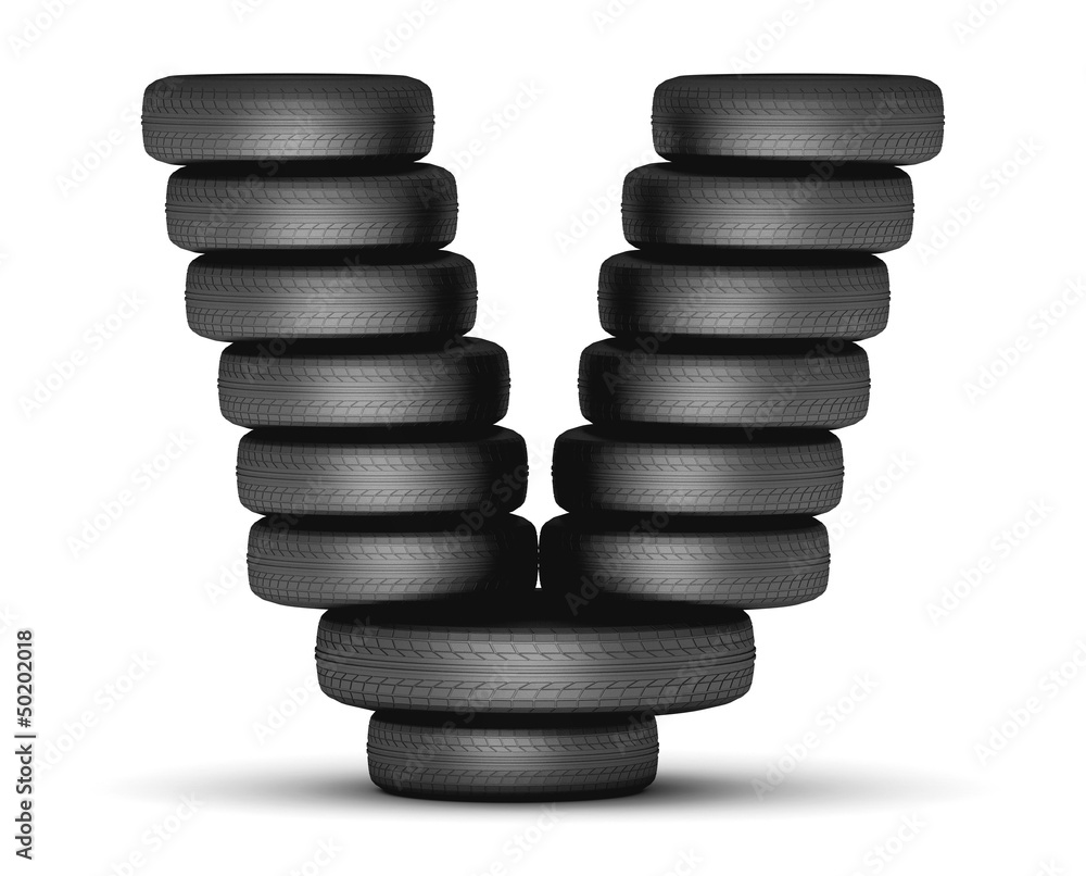 Letter V from stacked tire Letter V from stacked tire