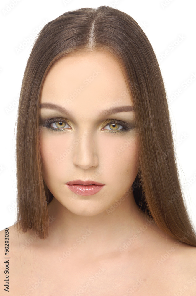 beauty woman portrait of young girl with long brown hair beauty woman portrait of young girl with long brown hair