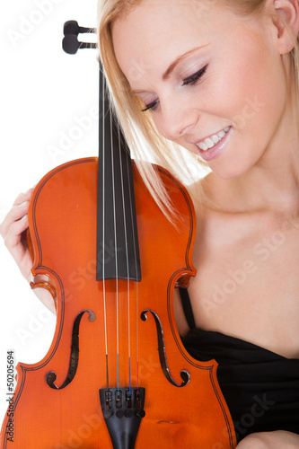Beautiful young woman holding violin