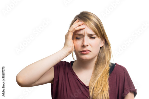 Blondine fühlt sich gar nicht gut