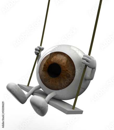 Fotografie eyeball with arms and legs on a swing