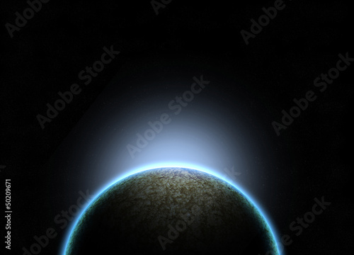 Planet with galaxy