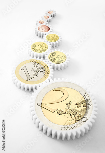 Engrenage de pièce en Euro - concept d'argent photo