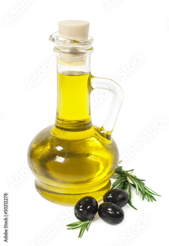olive oil in a glass bottle