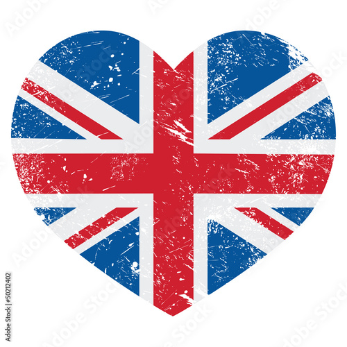 UK Great Britain retro heart flag - vector