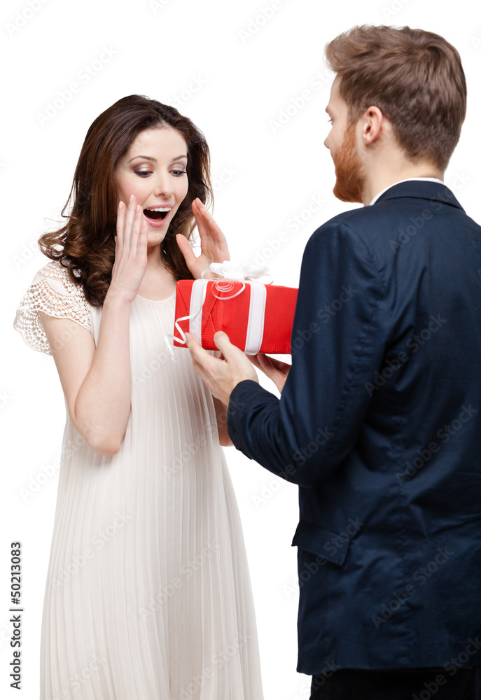 Man wonders his girlfriend with new year's present Man wonders his girlfriend with new year's present