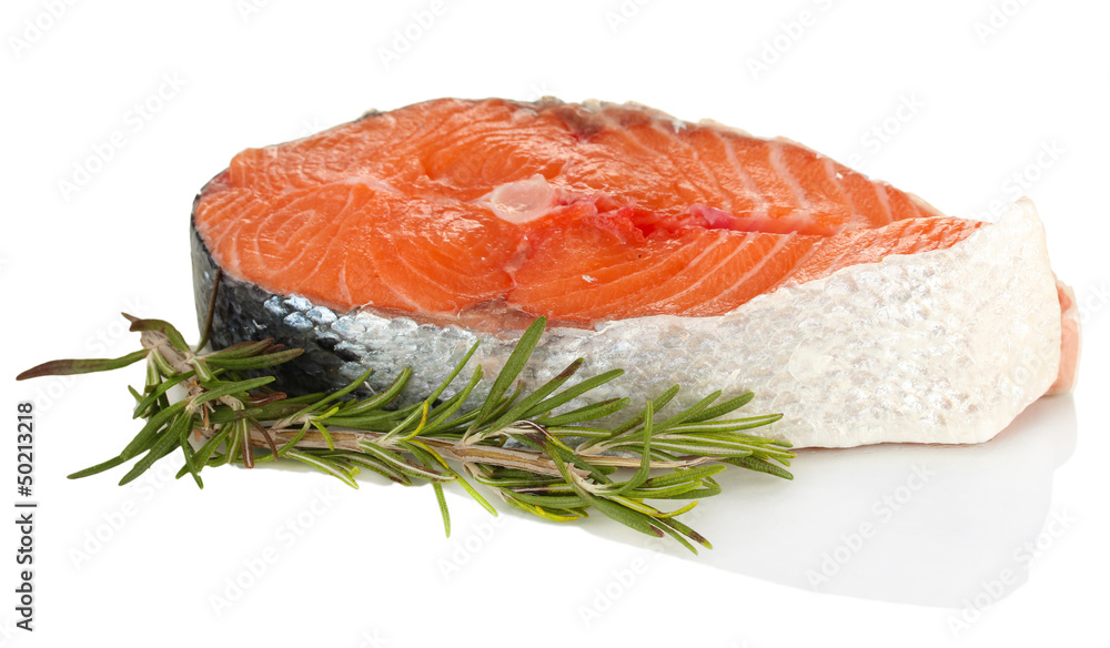 Fresh salmon steak, isolated on white Fresh salmon steak, isolated on white