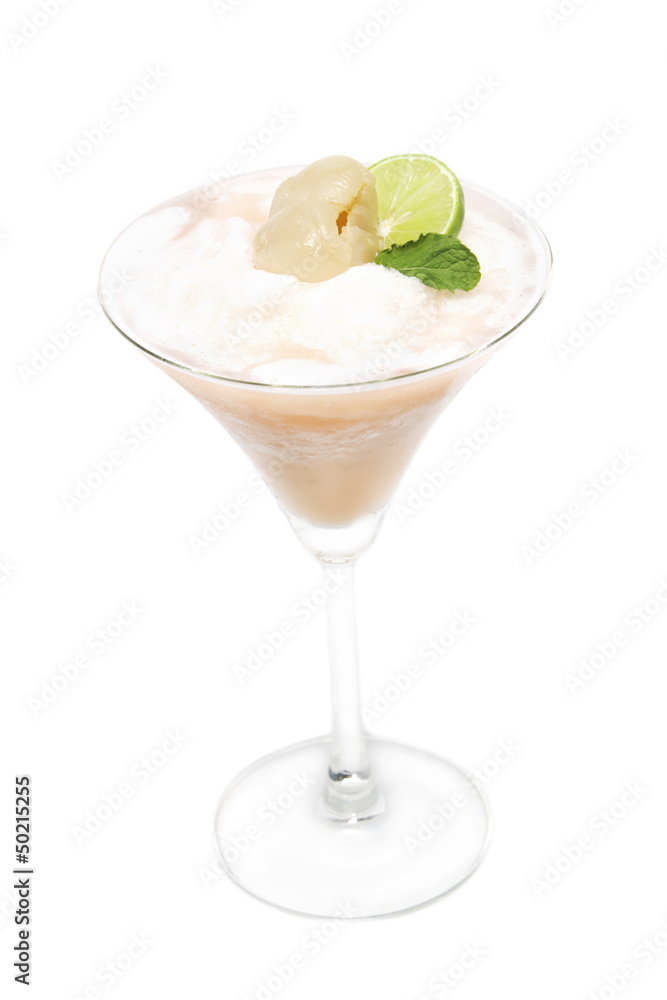 Fresh drink ,Lychee smoothie with lemon slice Fresh drink ,Lychee smoothie with lemon slice