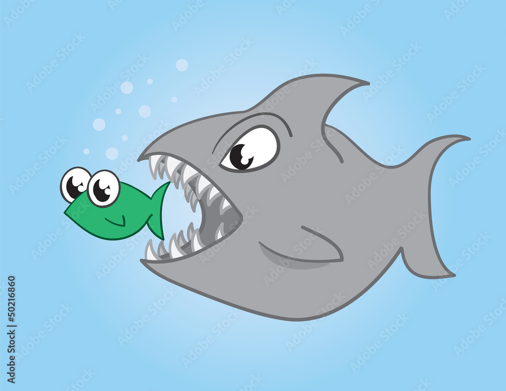 Fototapeta premium Fish eating a larger fish