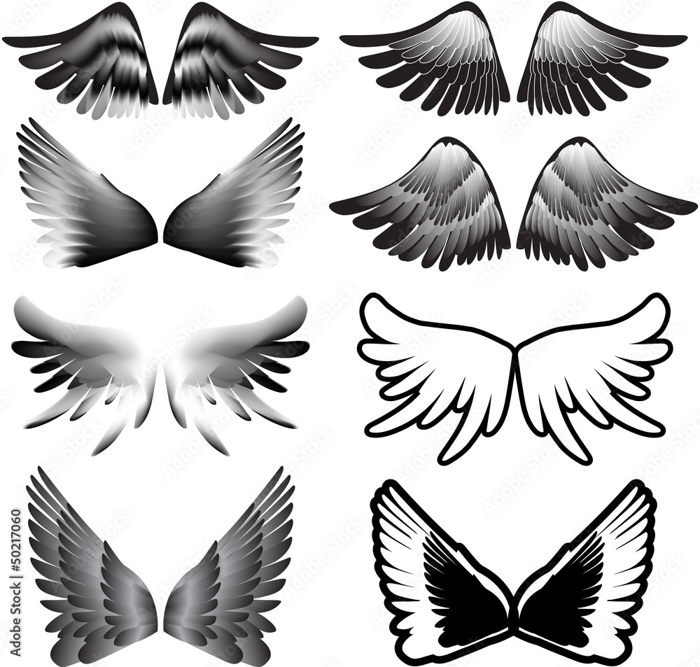 Fototapeta premium wings tattoo silhouette vector