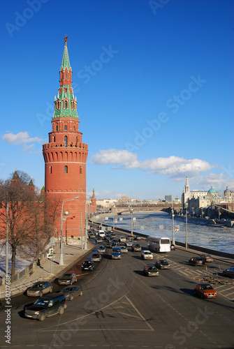 Moscow Kremlin Tower and wall.