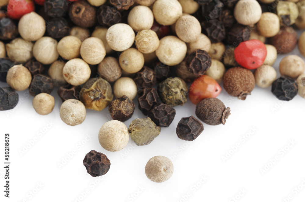 mixed pepper on white background